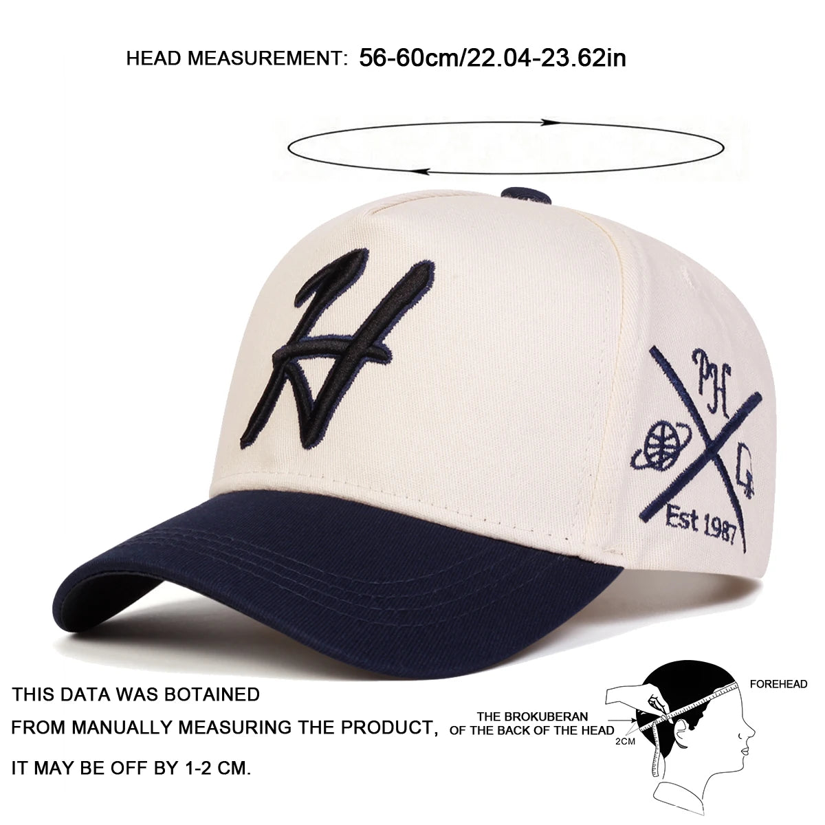 Unisex H Letter Embroidered Baseball Caps Spring Autumn