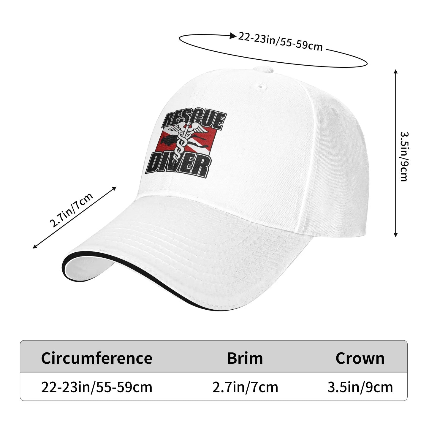 Custom Punk Unisex Rescue Diver Baseball Cap