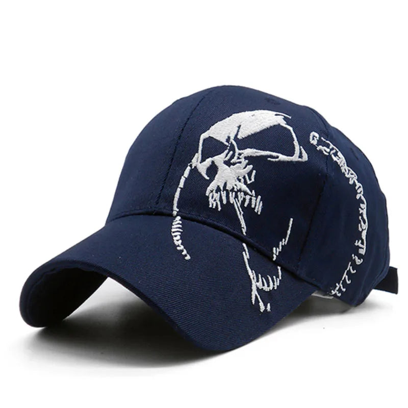 Embroidered Skull Cap For Men Cotton Sports Baseball Caps Fashion Black Pattern