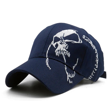 Embroidered Skull Cap For Men Cotton Sports Baseball Caps Fashion Black Pattern