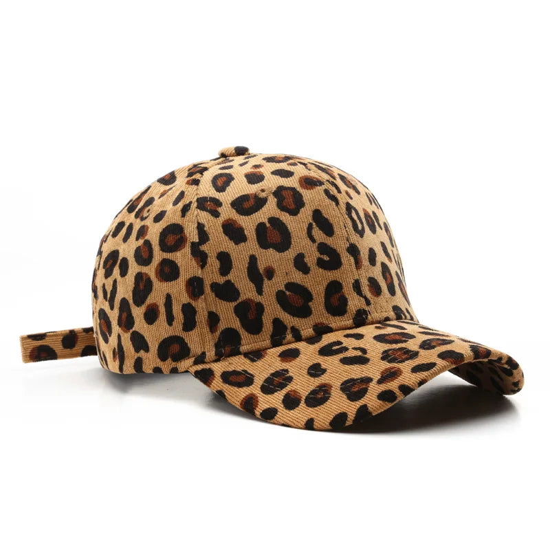Unisex Leopard Baseball Cap For Women Men's Retro Corduroy Winter Hat