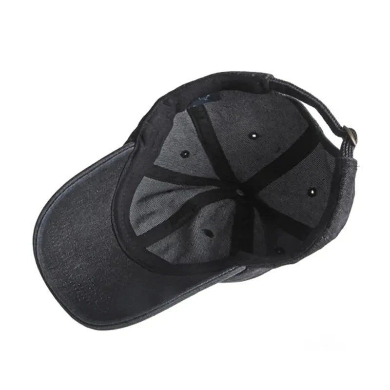 Unisex Solid Denim Baseball Cap Blank Washed Jean Hat Casquette Adjustable