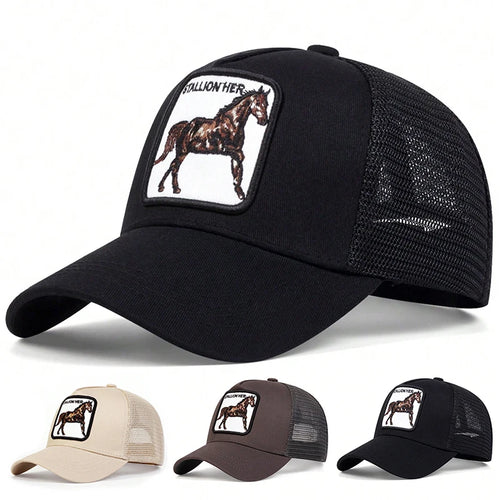 Unisex Horse Stallion Her Embroidery Embroidery Baseball Net Caps Spring and Summer