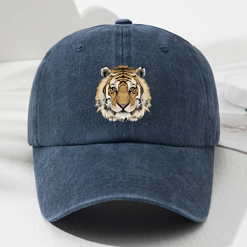 Tiger Print Soft Top Baseball Cap, Retro Adjustable