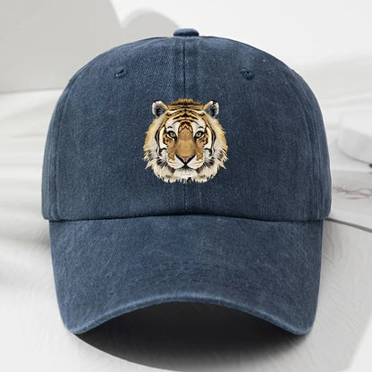 Tiger Print Soft Top Baseball Cap, Retro Adjustable