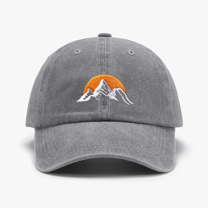 Unisex Embroidered Sunset Baseball Hat, Solid Color Adjustable Outdoor