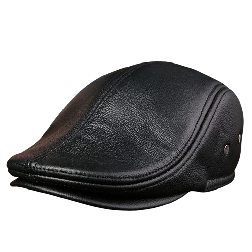 Genuine Leather Beret Hat For Men Warm Windproof Winter Cap