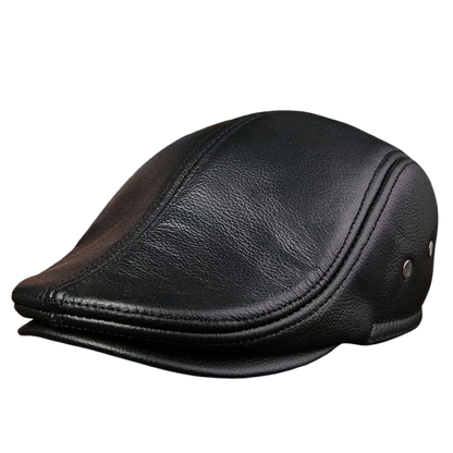Genuine Leather Beret Hat For Men Warm Windproof Winter Cap