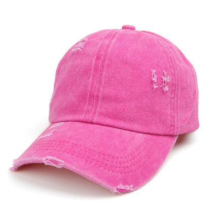 Washed Distressed Baseball Cap Women Men