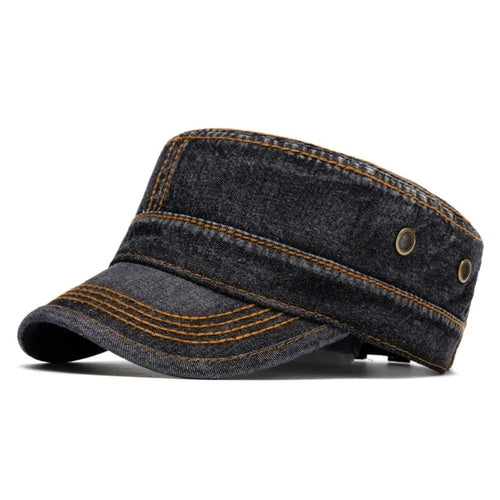 Casual Washed Cotton Peaked Visor Hat Flat Top Adjustable Trucker Hat