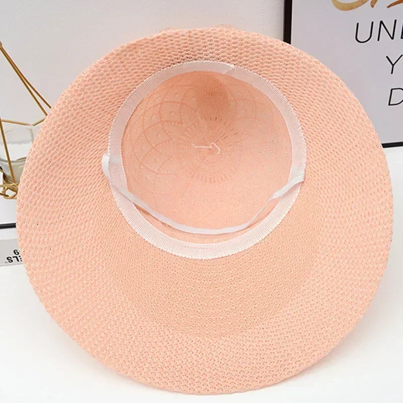 Summer Girls Wide Brim Sun Hat Bowknot Straw Outdoor Sun Protection