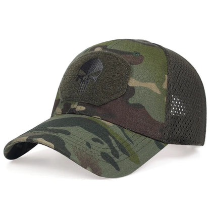 Unisex Skull Embroidered Top With Patch Breathable Baseball Caps Adjustable Sunscreen Hat