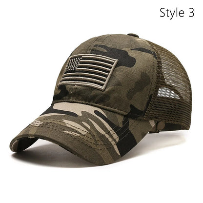 American Flag Embroidery Baseball Hat Adjustable UV Protect Duck Tongue Cap