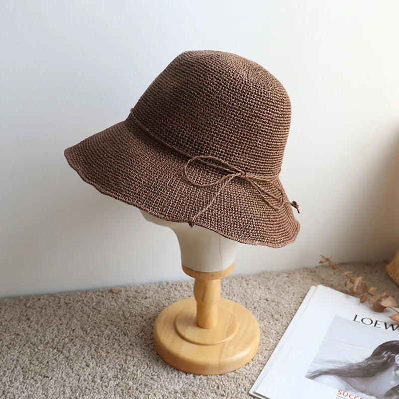 2026 New Raffia Cloche Hat Women Straw Hat Floppy Picnic Hat