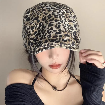 Spring Women's Retro Leopard Print Forward Cap