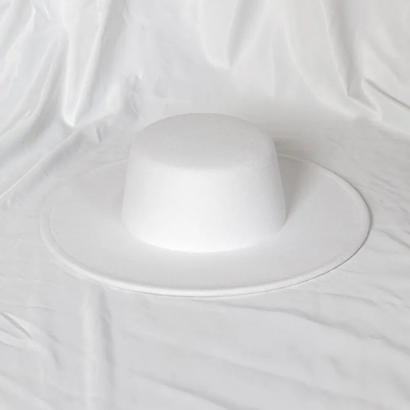New Oversized Edge Flat Top Hat Retro French Felt Hat