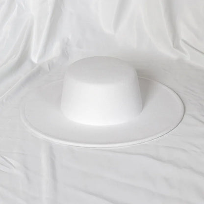 New Oversized Edge Flat Top Hat Retro French Felt Hat