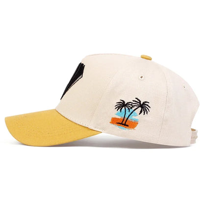 Unisex Diamond Embroidered Side Coconut Tree Baseball Caps