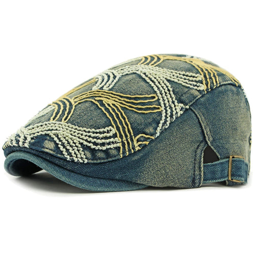 Vintage Artist Painter Beret Hat Male Female Adjustable Denim Beret Cap