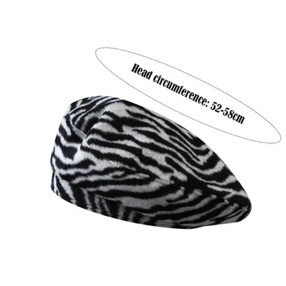 High Quality Retro Beret Zebra Stripes Print Windproof Painter Hat