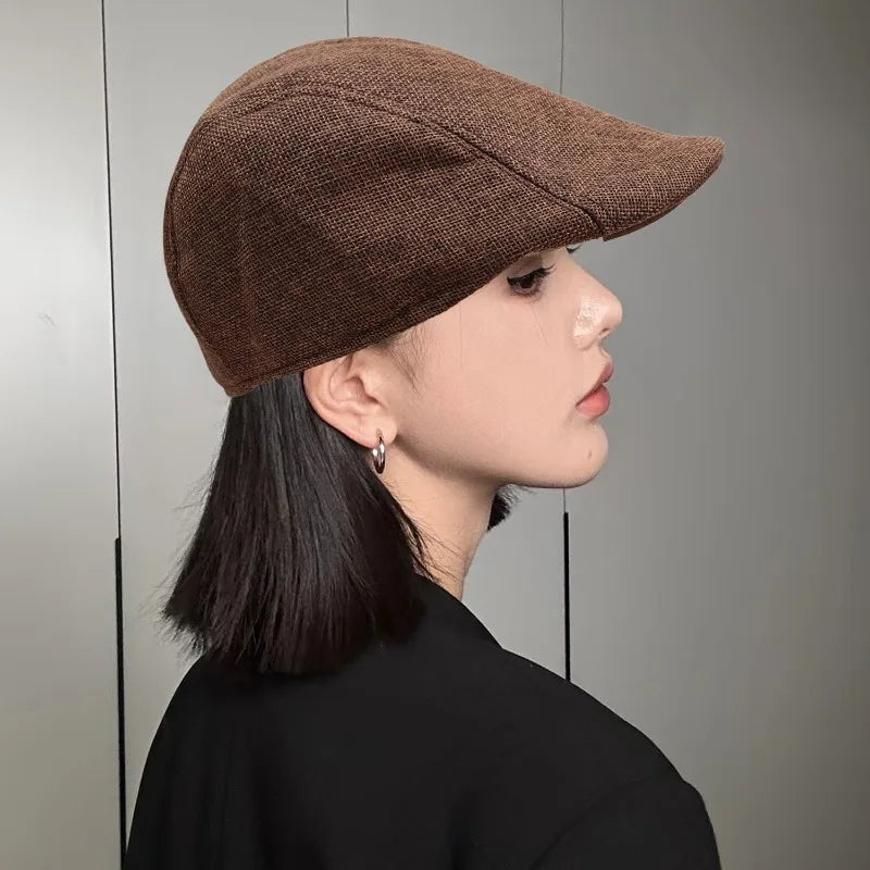 Breathable Linen Cotton Beret Hat Fashion Lightweight Beret Caps