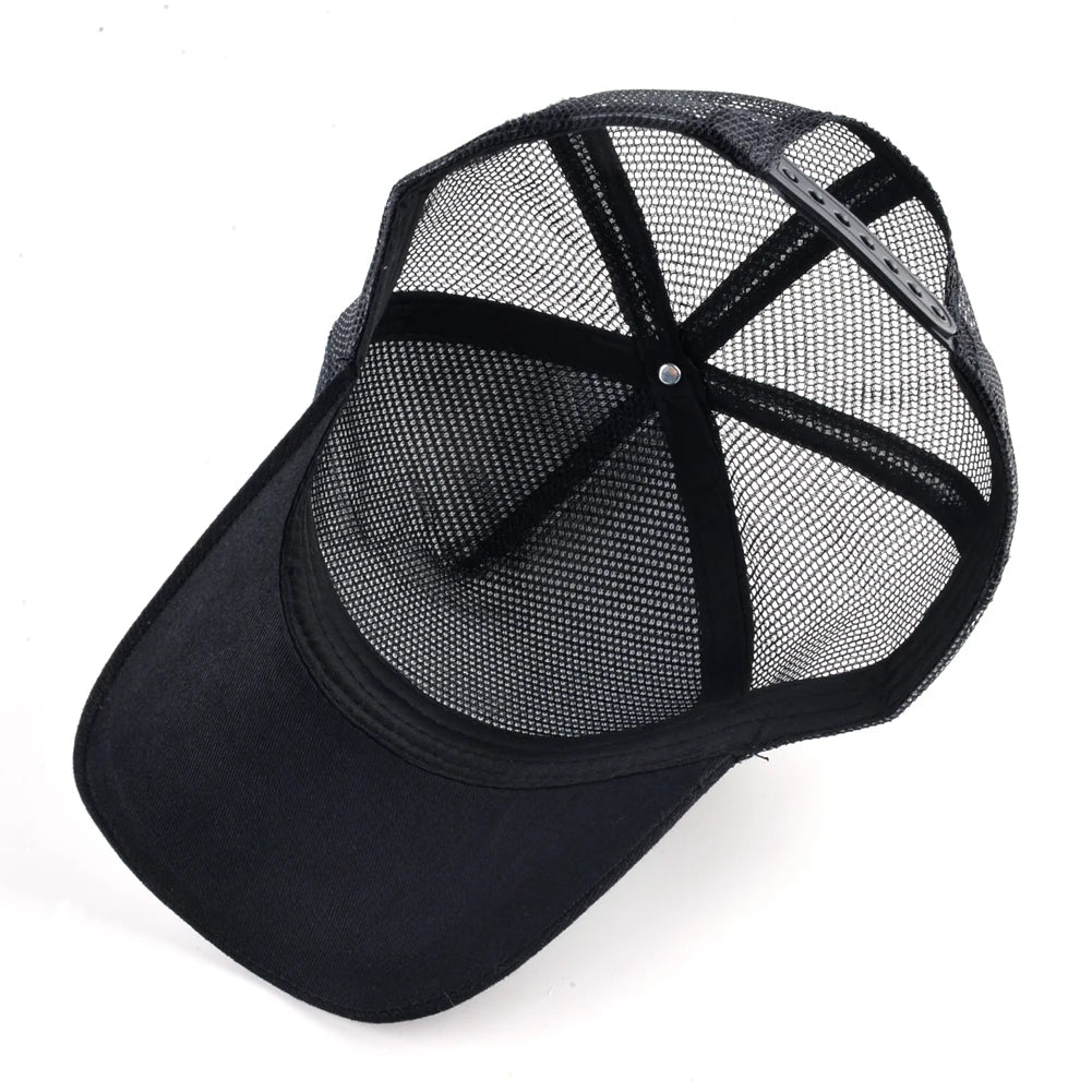 Unisex Black Baseball Cap With Animals Embroidery Patch For Men Women