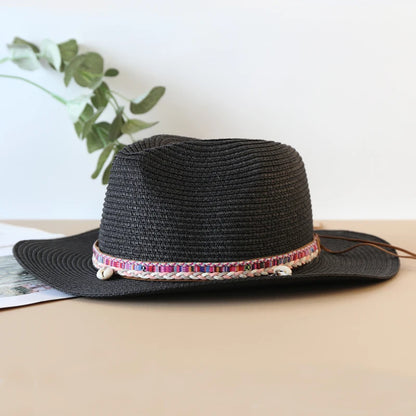 Women Men Wide Brim Straw Panama Hat