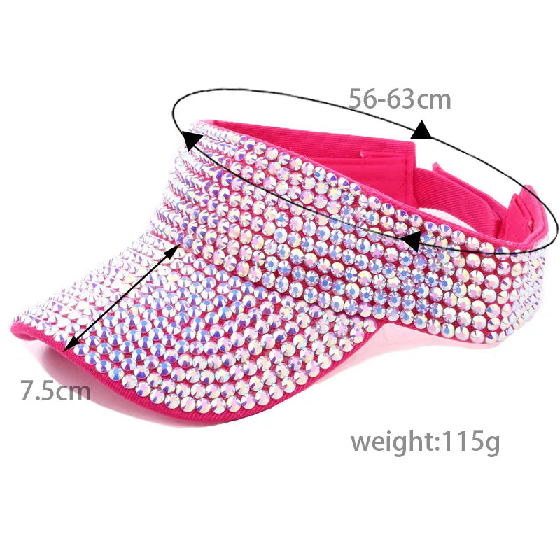 Rhinestone Empty Top Cap Casual Women Sun Visor