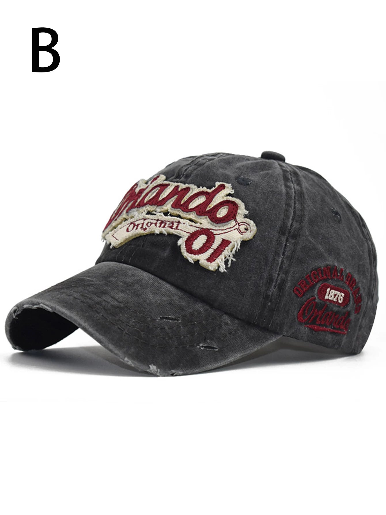 Unisex All Season Fashionable Washed Retro Retro Letter Orlando Baseball Cap