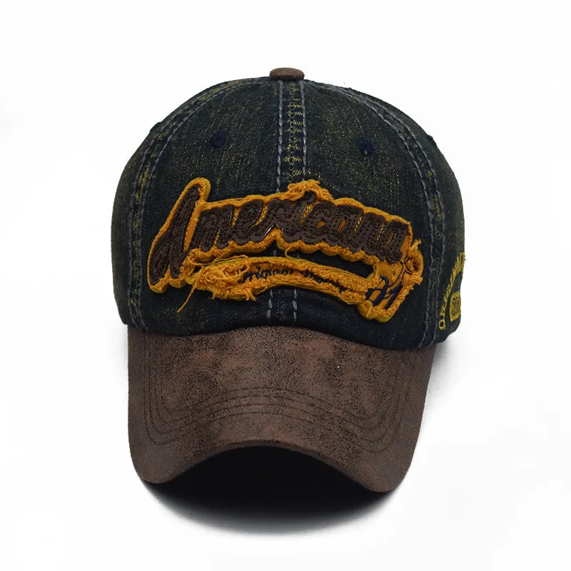 New Letter Summer Vintage Wash Cotton Denim Women Baseball Caps