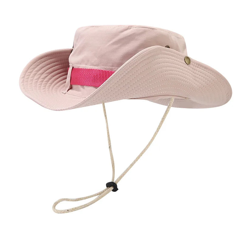 Solid Drawstring Women Bucket Hats Men Cap