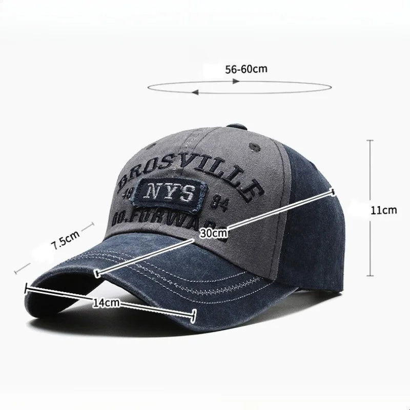 Vintage Washed Cotton Baseball Cap For Men Adjustable