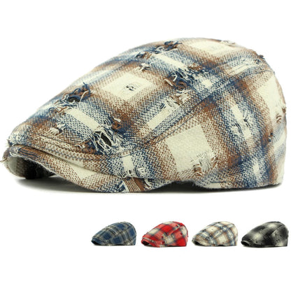 Men Women Vintage Artist Painter Plaid Beret Hat