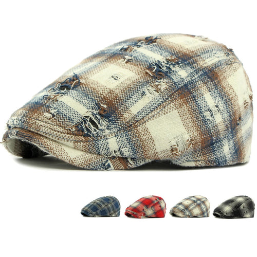 Men Women Vintage Artist Painter Plaid Beret Hat