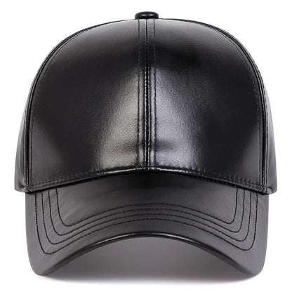 Unisex Solid Color PU Leather Baseball Caps