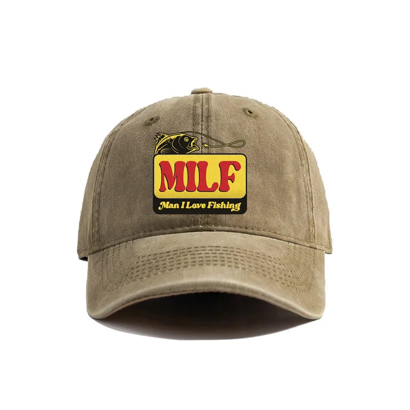 Man I Love Fishing Baseball Cap Vintage Distressed Dad Hats