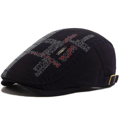 Letter Label Men Berets Fashion Embroidery Vintage Newsboy Cap