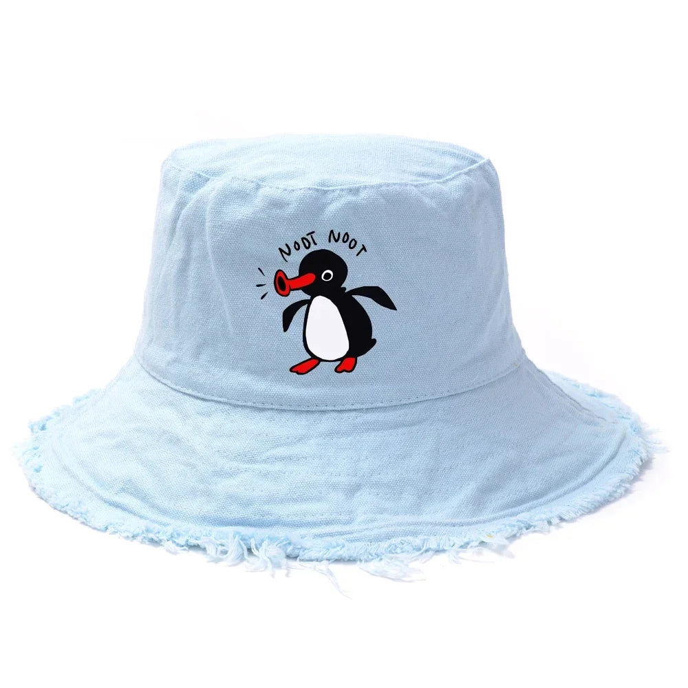 Summer Penguin Bucket Hat Reversible Bob Men Women Cotton