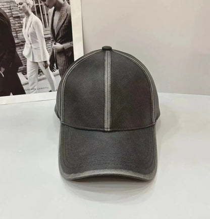 New Luxury Brand Leather Hat Winter Baseball Cap