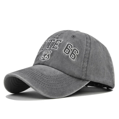 ROUTE 66 Letter Embroidered Baseball Cap Fashion Cotton Snapback Hat Hip Hop Caps Outdoor Hats