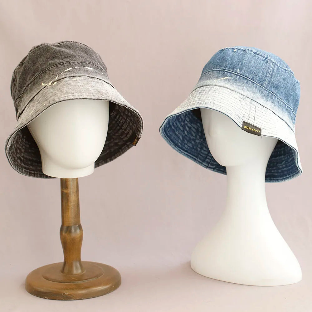 2026 Washed Denim Bucket Hat Women Fisherman's Hat