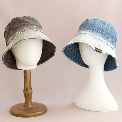 Washed Denim Bucket Hat Women