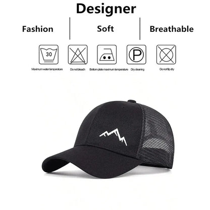Unisex Mountain Range Embroidery Baseball Net Caps