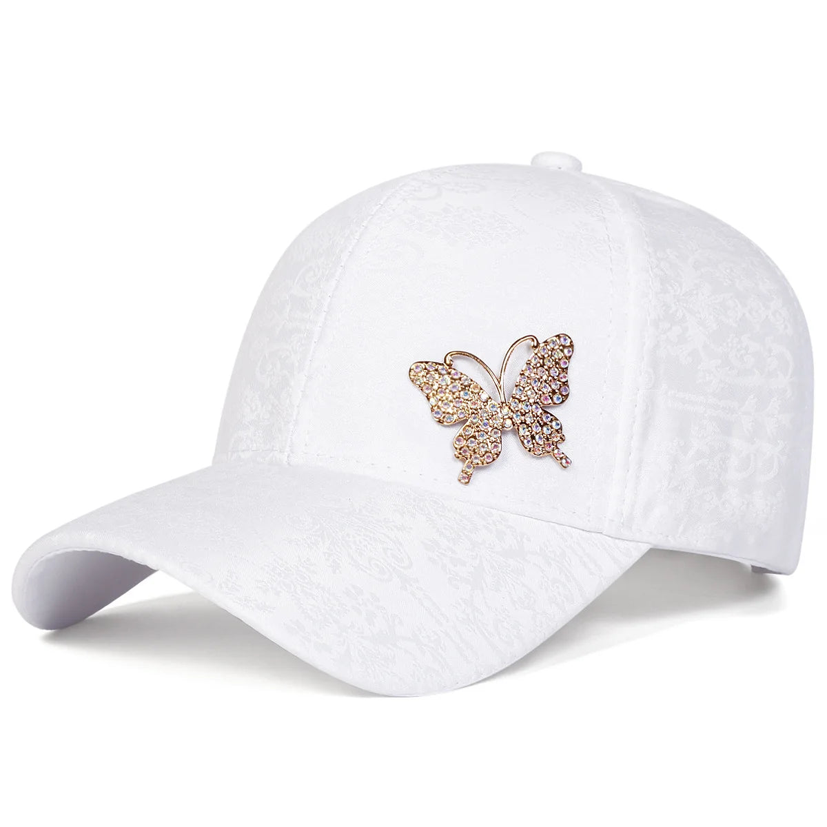 Trendy Rhinestone BlingBling Butterfly Print Baseball Cap