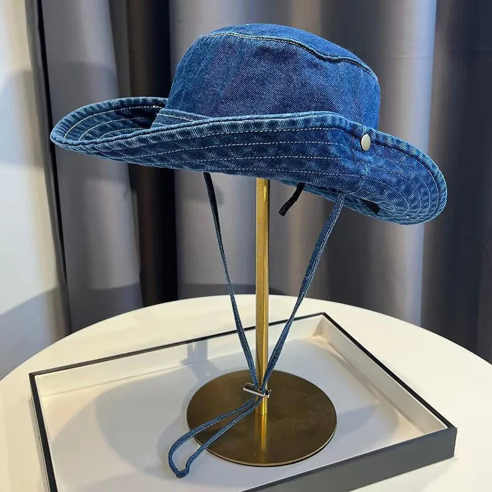 Unisex Vintage Washed Denim Bucket Hat