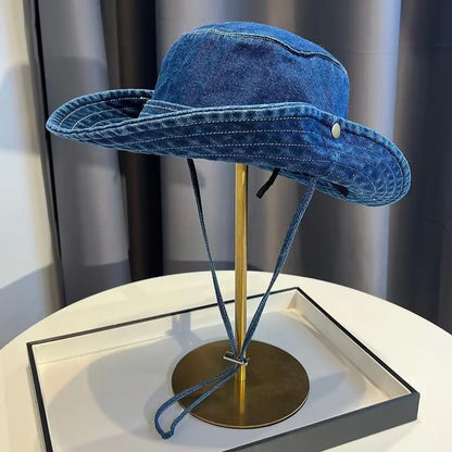 Unisex Vintage Washed Denim Bucket Hat