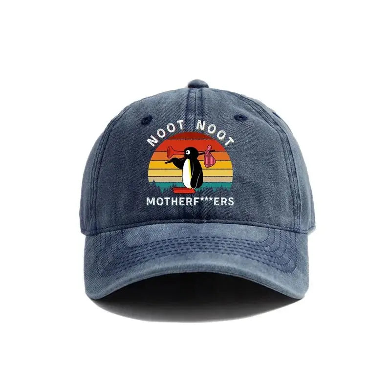 Noot Noot Pingu Distressed Baseball Cap Cool Men Women