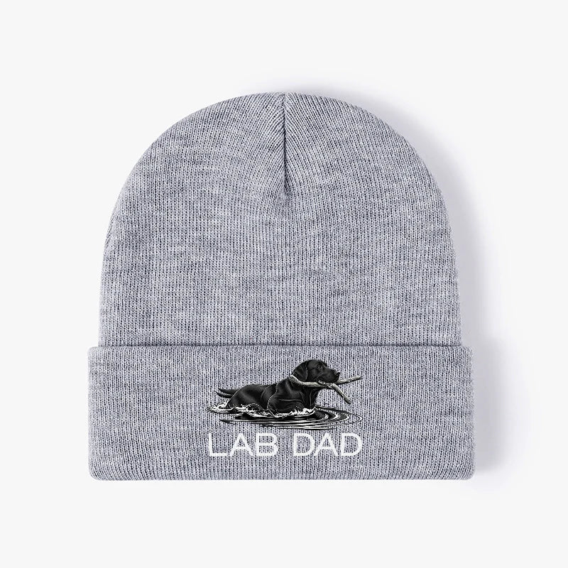 Lab Dad Dog Beanie Hat Knit Winter Cap