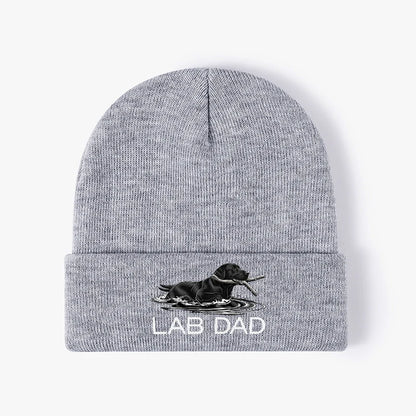Lab Dad Dog Beanie Hat Knit Winter Cap