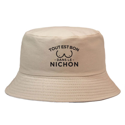 Funny French Quote Bucket Hat Tout Est Bon Dans Le Nichon Print Sun Cap Hip Hop Street